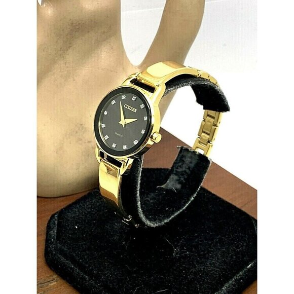 Citizen Women's Watch EZ6372-69E Quartz 26mm Petite Black Dial Gold Steel - Picture 12 of 12